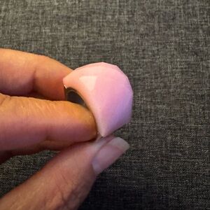 Sz 7 Rose Quartz 316 Stainless Stee Ring Bold Big Statement NWT